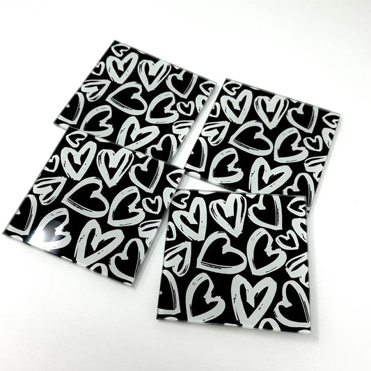 Black and White Hearts  Coaster Set