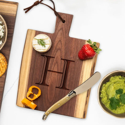 Personalized Live Edge Walnut Charcuterie Board w/ Spreader