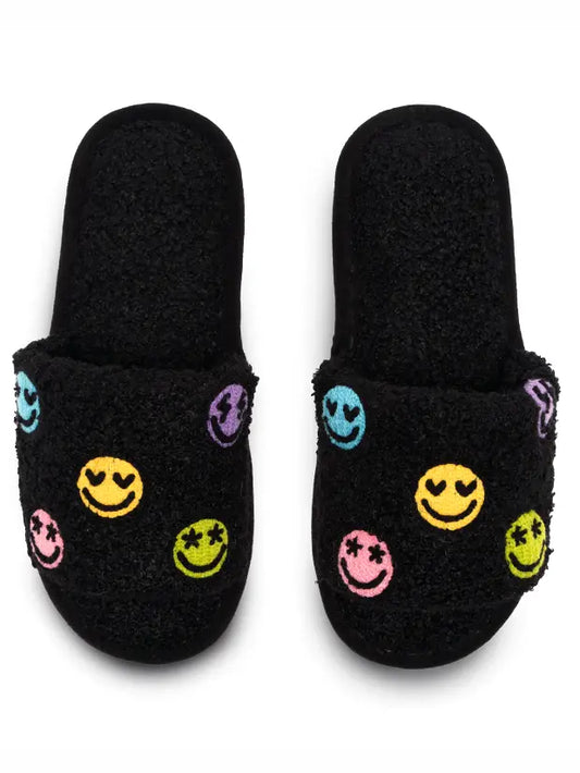 Open Toe Happy Face Slippers