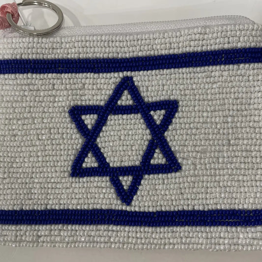 Beaded Israeli Flag Coin Purse