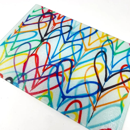 Colorful Graffiti Hearts Cutting Board