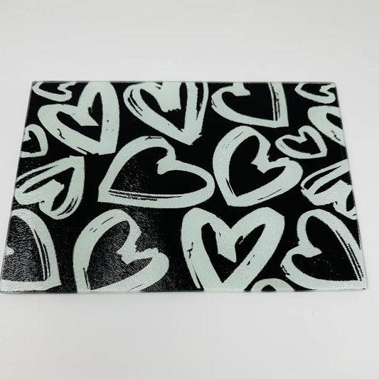 Black and White Graffiti Hearts Cutting Board