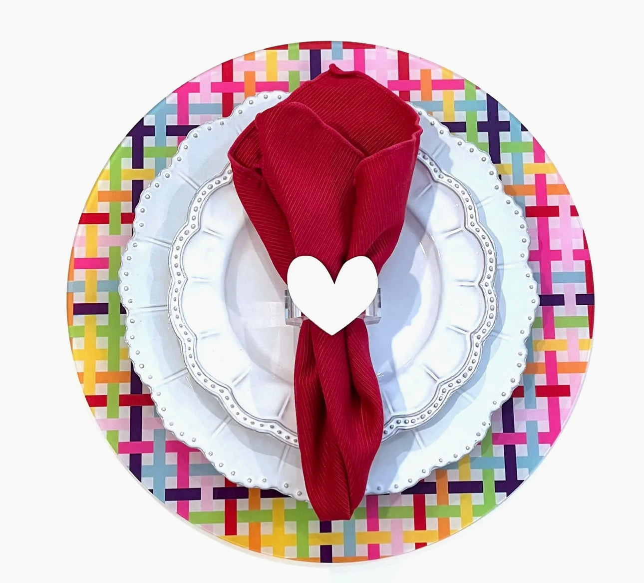 White Heart Napkin Rings-Set of 4