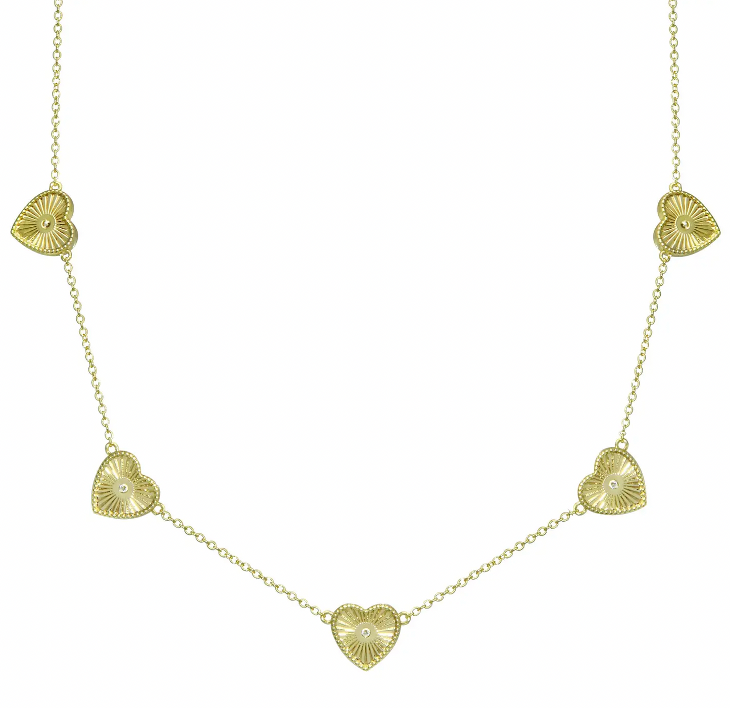 Multi Fluted Heart Necklace