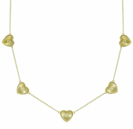 Multi Fluted Heart Necklace